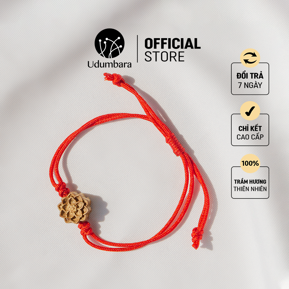 Vòng tay chỉ đỏ nam nữ may mắn tài lộc charm trầm hương phong thủy Udum