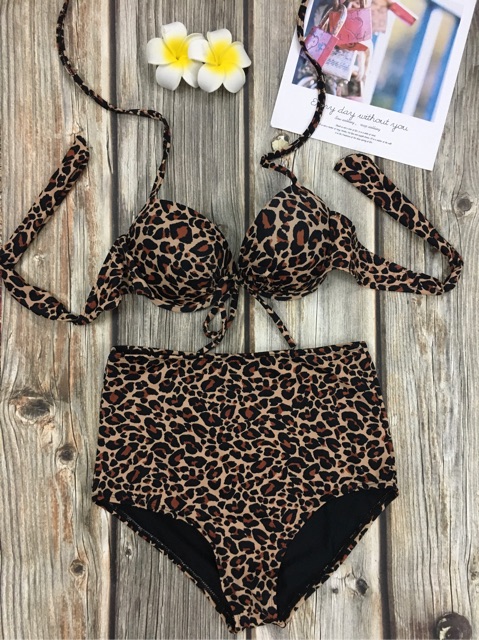 [HCM]Đồ bơi bikini da beo mút dày nâng ngực