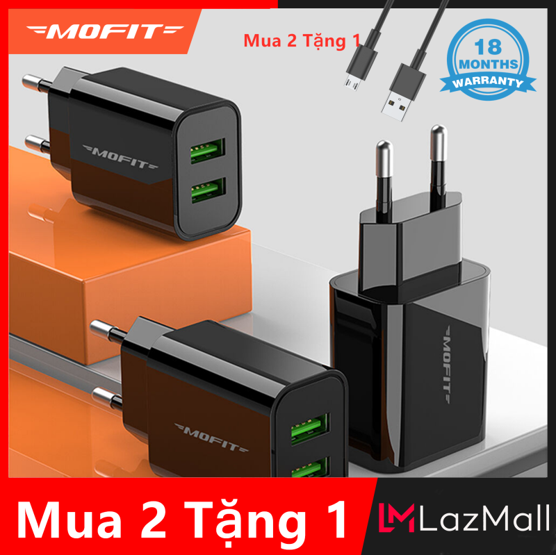 【Mua 2 Tặng 1】MOFIT MF20 - Bộ chuyển đổi sạc tường USB kép Sạc nhanh 2.4A