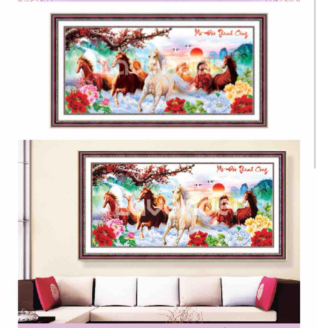 Tranh đính đá mã đáo thành công lv187 kt 100x50cm
