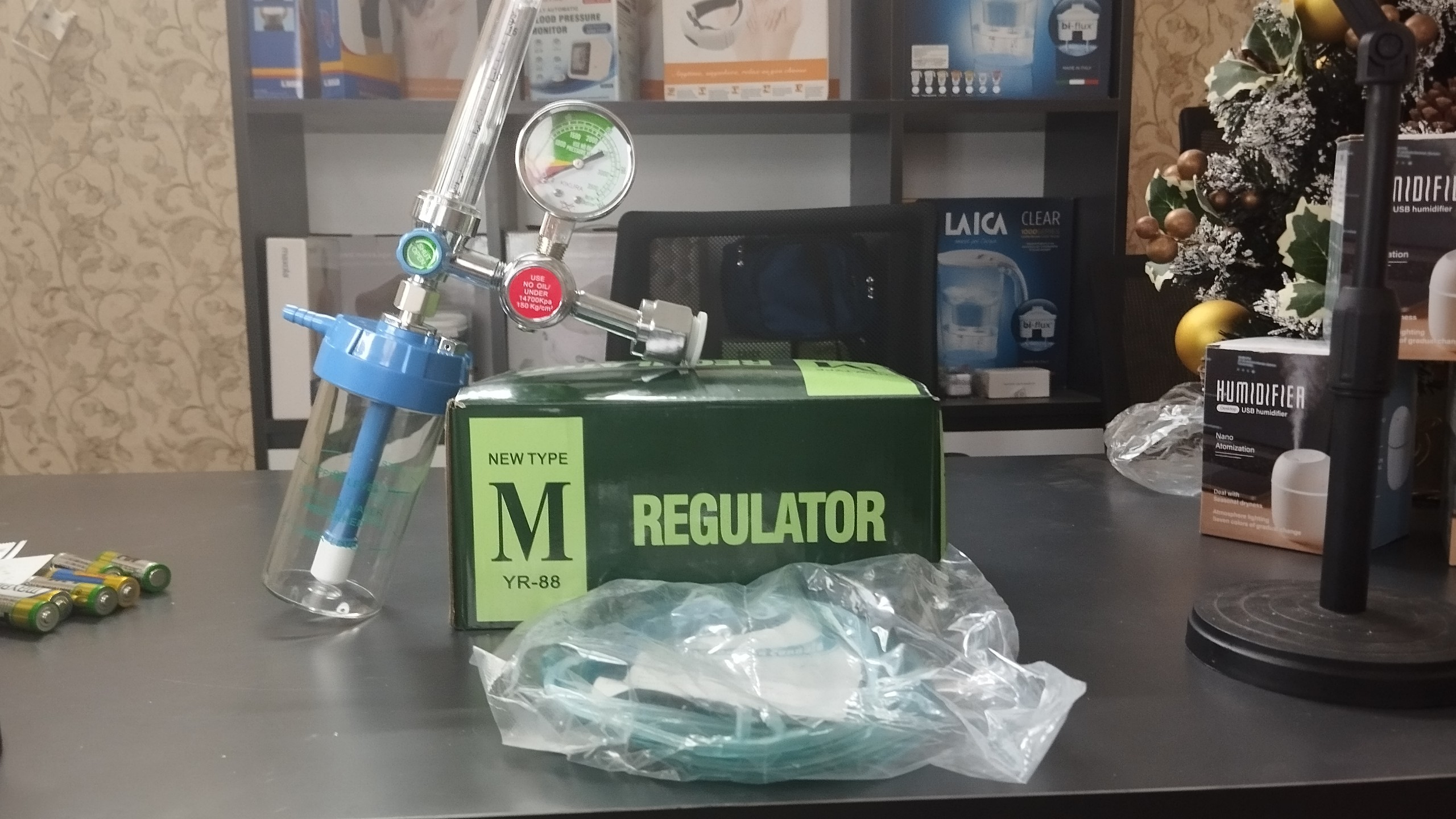 Đồng Hồ Oxy Dùng Cho Bình Oxy Regulator Tặng Kèm Dây Thở