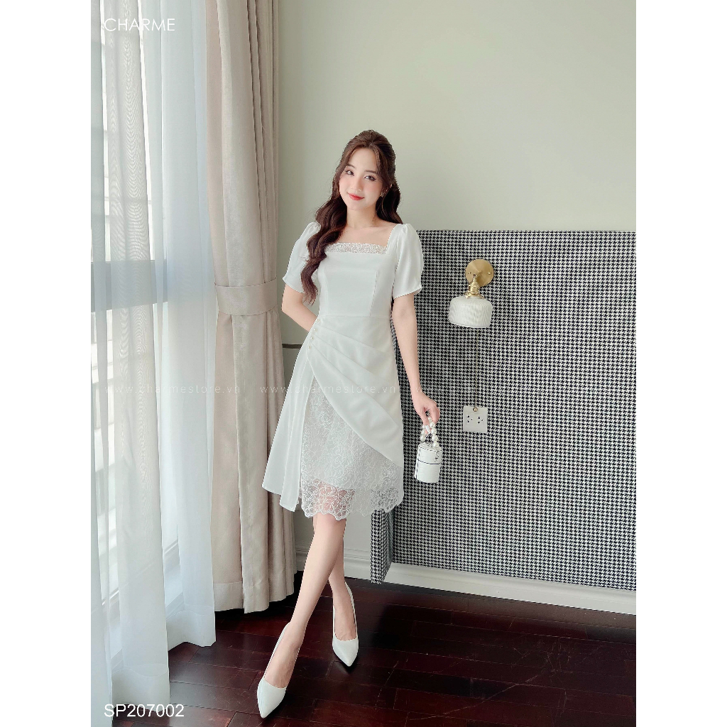 Váy ly hàn phối ren thiết kế Charme 207002