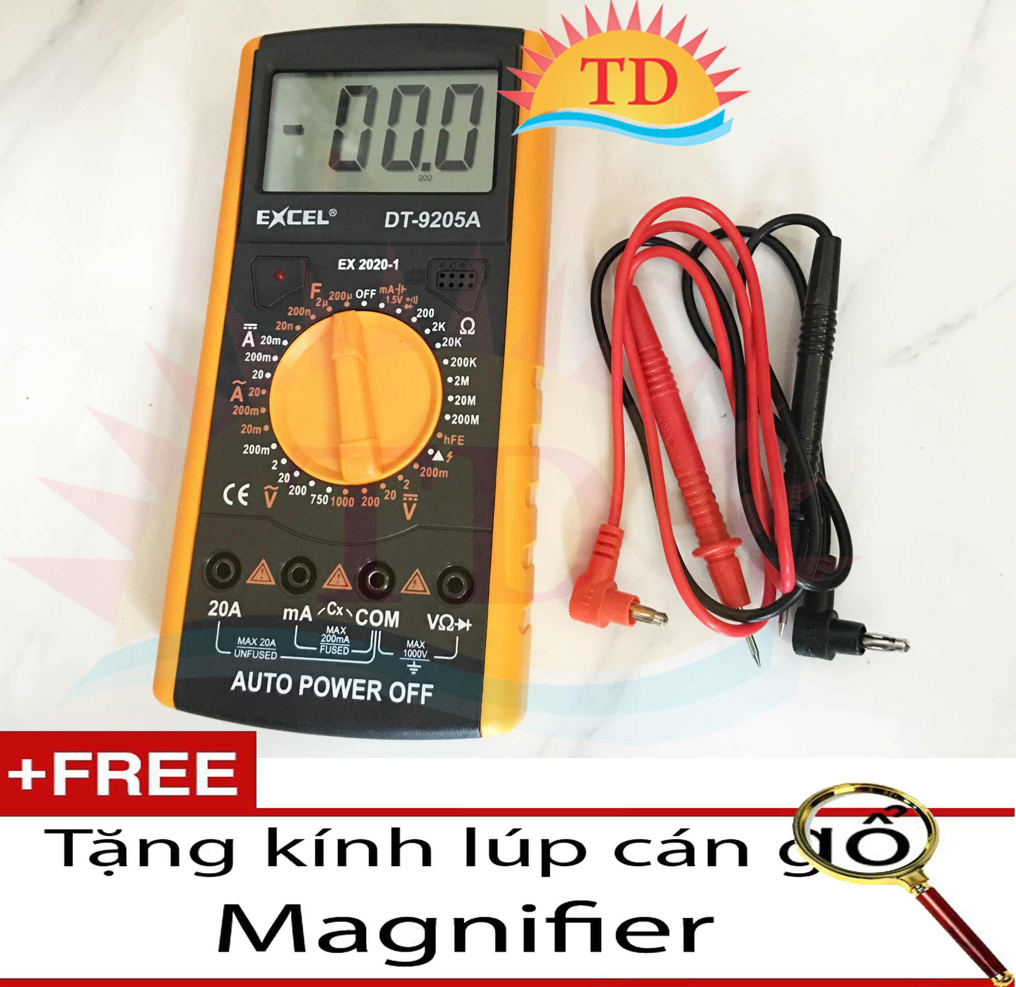 Đồng hồ đo vạn năng Digital Multimeter Excel 9205D + Tặng 1 kính lúp Magnifier