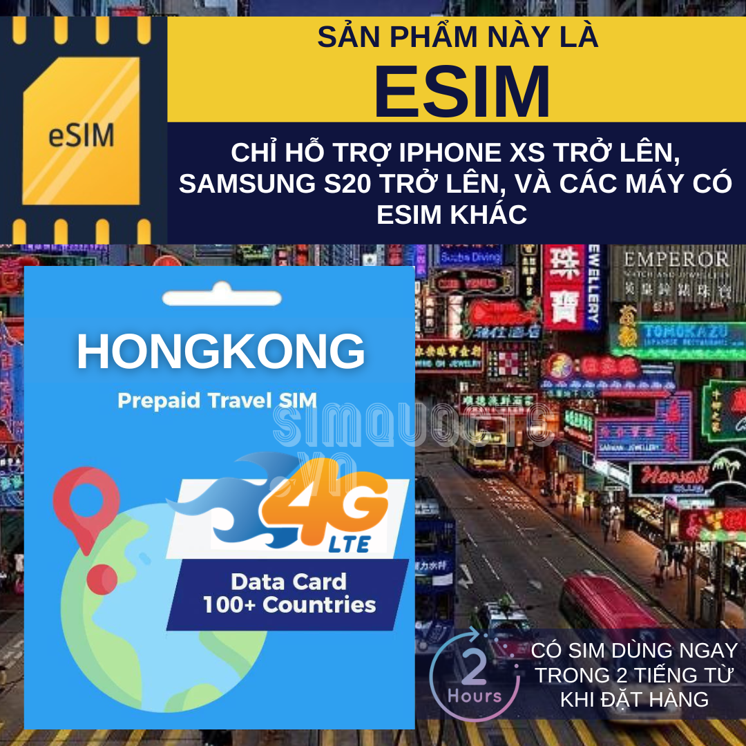 Thẻ Truy Cập 4G Sim du lịch HongKong Macao tốc độ cao nhiều tuỳ chọn số ngày và dung lượng
