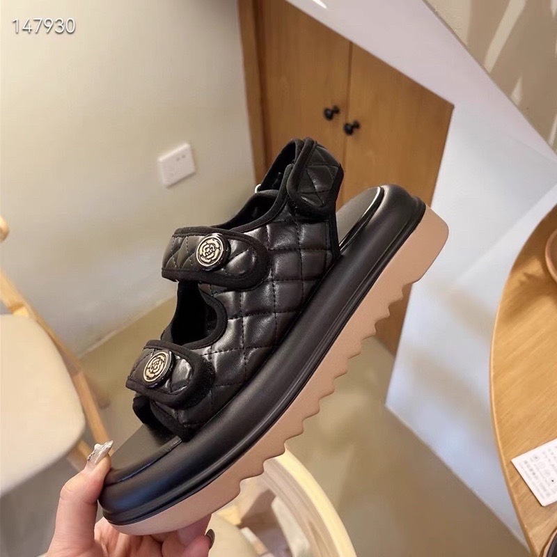Dép sandal nữ hoa trà đế cao 5cm cao cấp