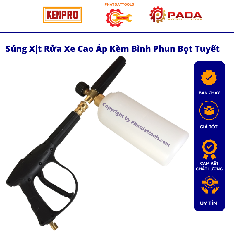 Combo súng rửa xe kèm bình phun bọt tuyết 1000ml- Dùng cho máy rửa xe cao áp-Tặng kèm 100ml dung dịch nước rửa xe không chạm.