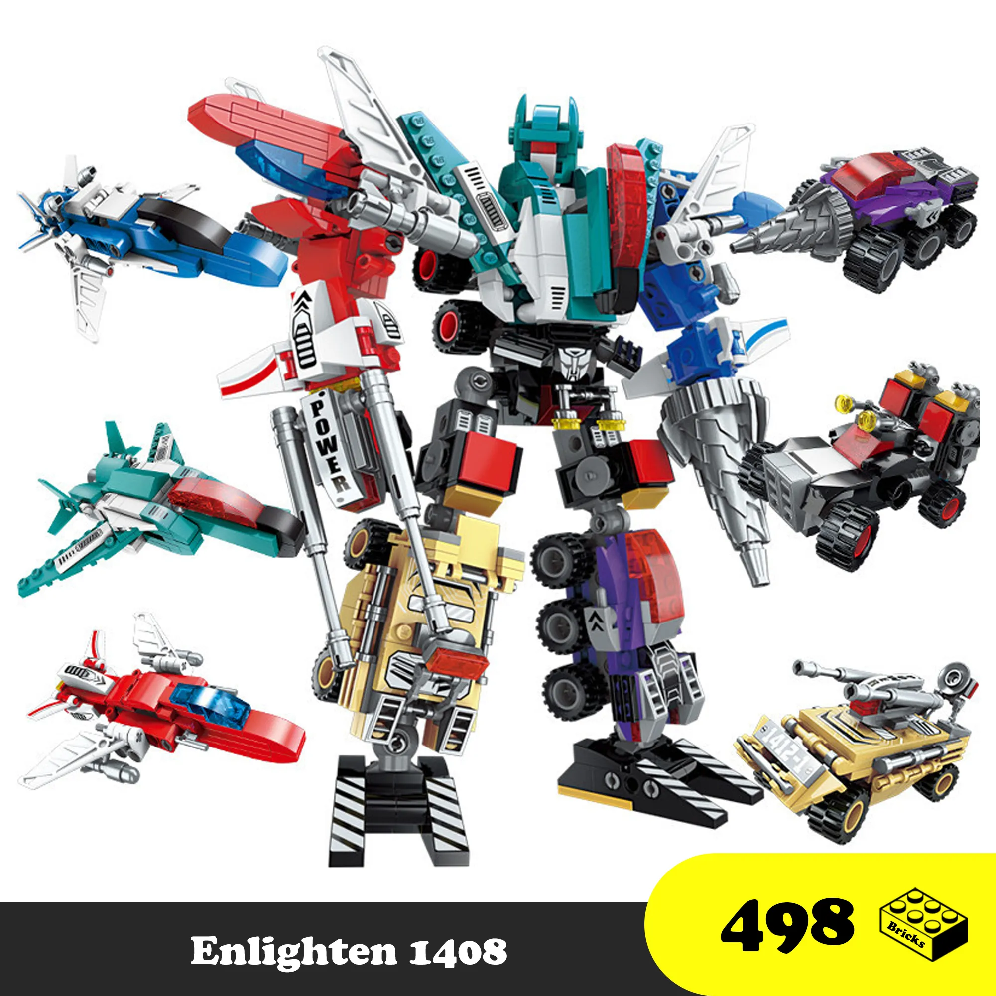 Đồ chơi Lego lắp ráp Robot Xây dựng bộ 6 hộp,  Enlighten 1412 Robot Transformer, Xếp hình thông minh [500+ mảnh ghép] Quà tặng đồ chơi cho bé