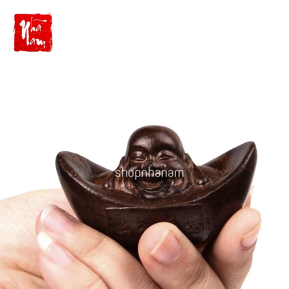 Tượng phật di lặc hoan hỉ khắc chữ maitreya