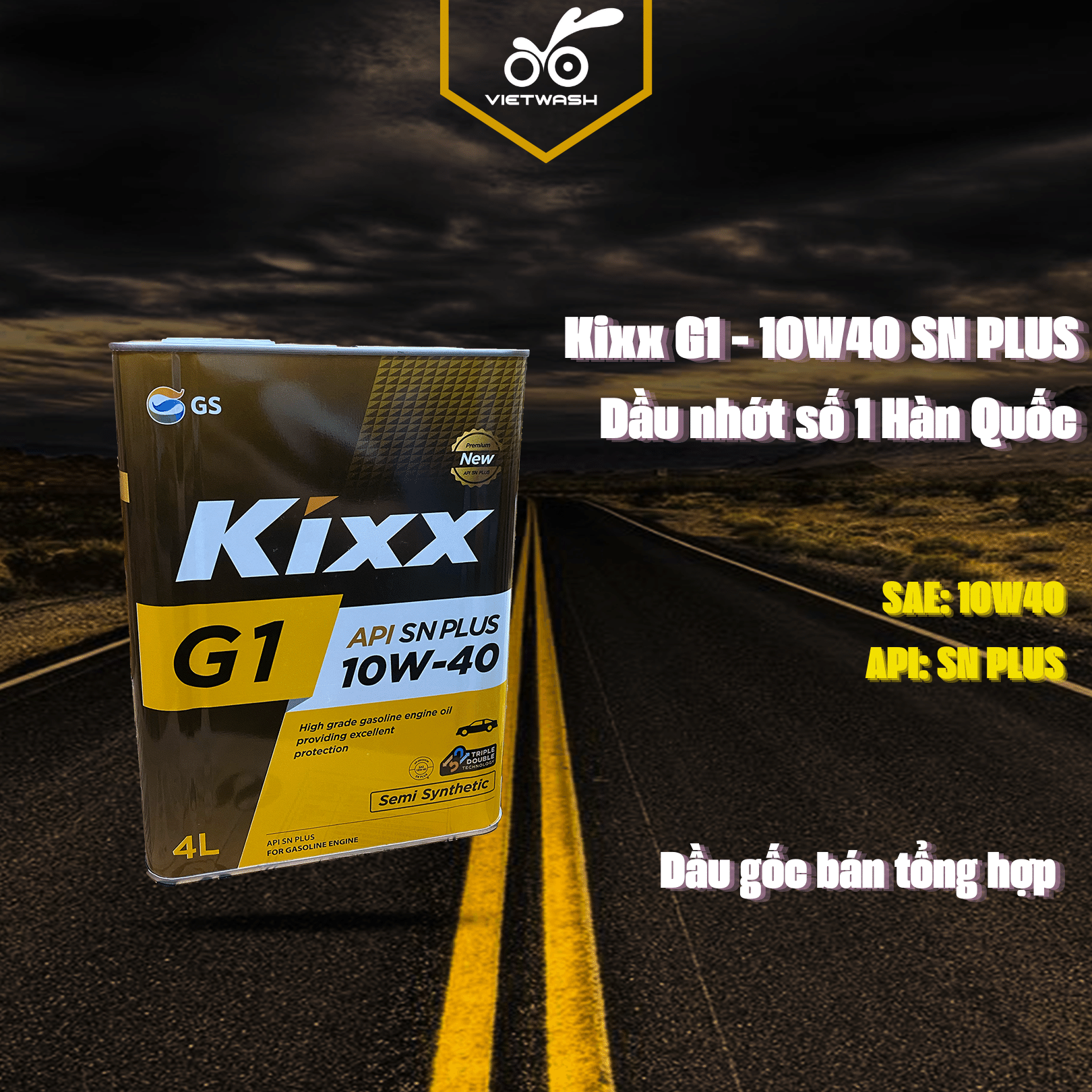 [KIXX] Nhớt ô tô Kixx G1 10W40 API SN Plus 4L [MIỄN PHÍ CÔNG THAY NHỚT]