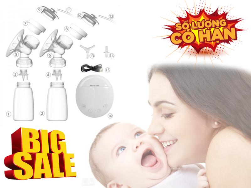 [HCM]Máy hút sữa điện đôi Real Bubee ( có chế độ massage kích sữa)