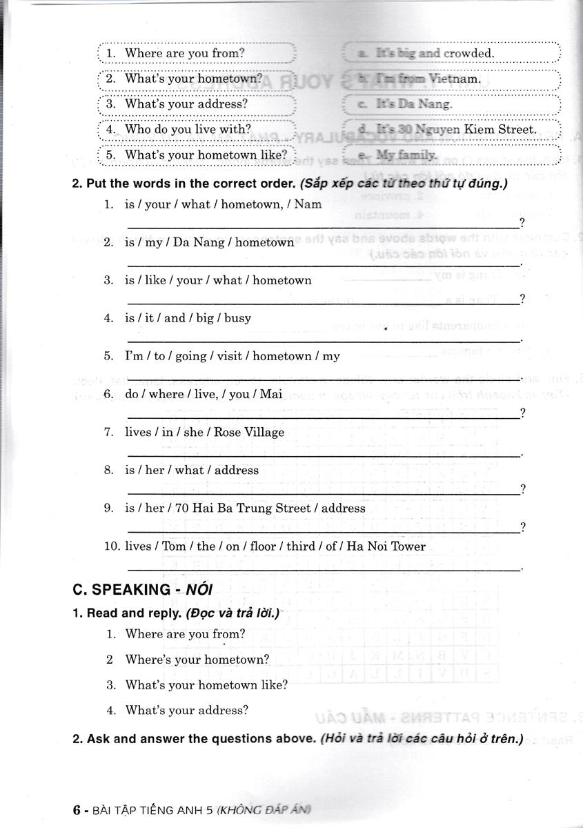 [HCM]Bài Tập Tiếng Anh 5 (Không Đáp Án)