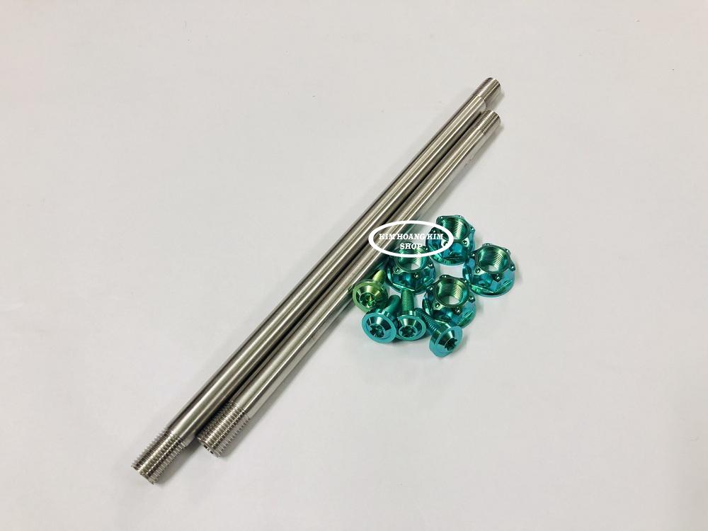 Cặp Cốt INOX 304 Full ốc Titan GR5 Gắn RAIDER (màu Xanh Lục Bảo)