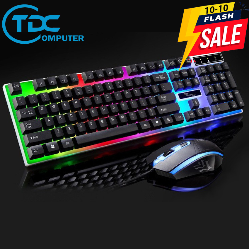 Bộ bàn phím gaming g21 led + tặng chuột giả cơ đèn led 7 màu siêu đẹp