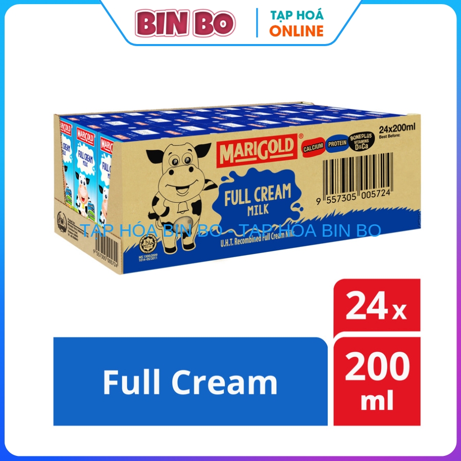 Sữa nguyên kem Marigold không đường thùng 24 hộp 200ml