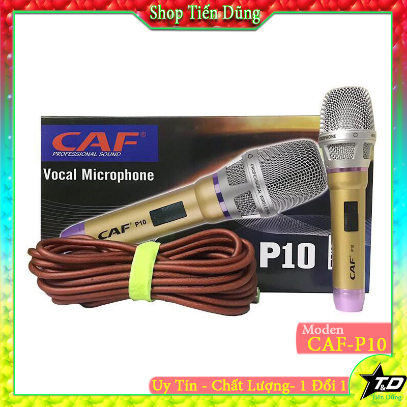 Mic karaoke CAF P10 dòng có dây dài 7m loại dây dẻo chân cắm 6.5- Micro có dây cao cấp P10