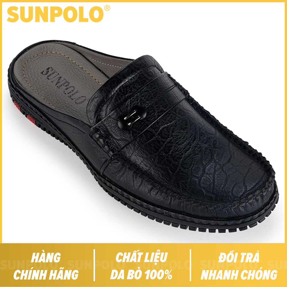 Men leather sandals Vietnamese SUNPOLO SUT274 (black, brown)