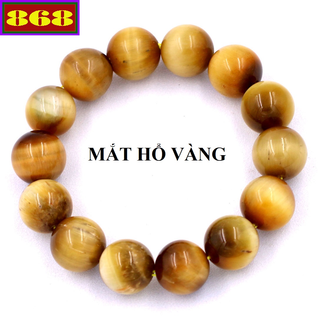 Vòng chuỗi đeo tay đá Mắt Hổ 14 ly - Chuỗi đeo tay đá phong thủy