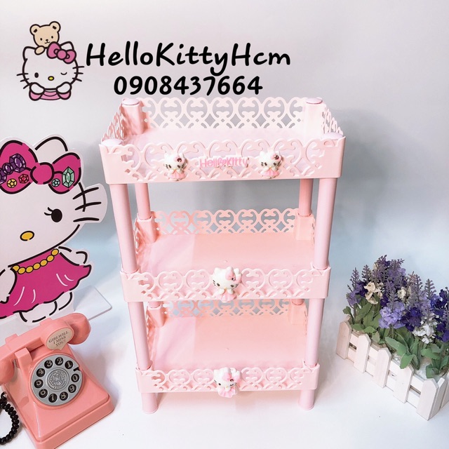 [HCM]Kệ Nhựa 3 Tầng Hello Kitty
