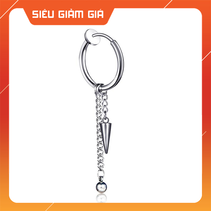 Khuyên Tai Nam, Bông Tai Nam Titan Dây Xích Phong Cách Hàn (Kẹp/Sỏ Lỗ)