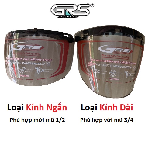 Kính Flat Gắn Mũ Bảo Hiểm 3/4 - Che Full Mặt (Royal - GRS - Napoli)