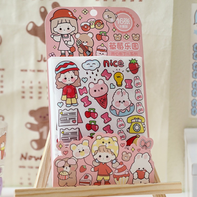 Gói 16 Tấm Sticker Kèm Cây Cán Phẳng
