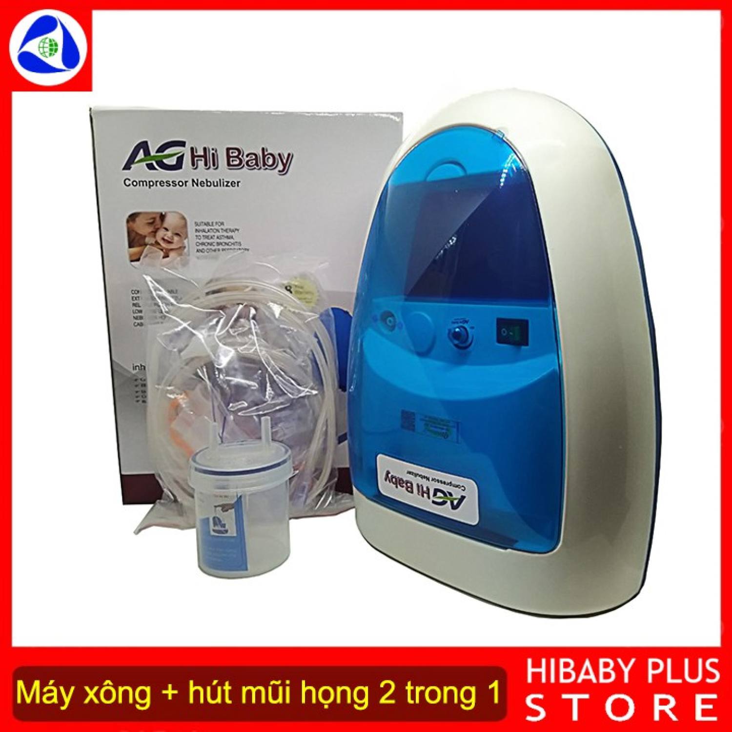 Máy xông hút mũi họng AG Hibaby đa năng 2 trong 1 bảo vệ hô hấp cho bé và