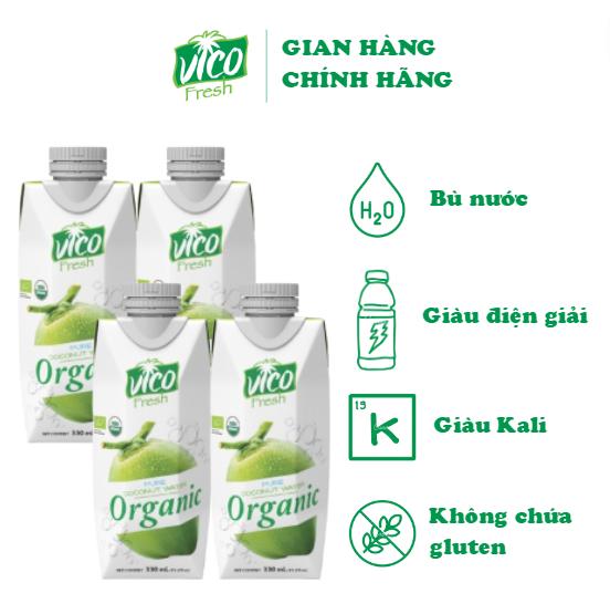 Combo 4 hộp nước dừa vico fresh 330ml - vị organic