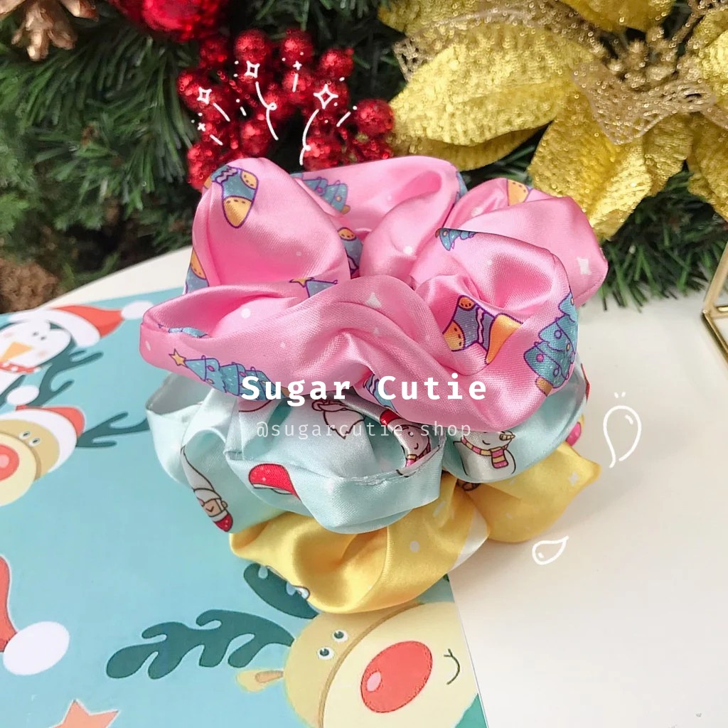 Scrunchies Giáng Sinh cột tóc lễ Noel