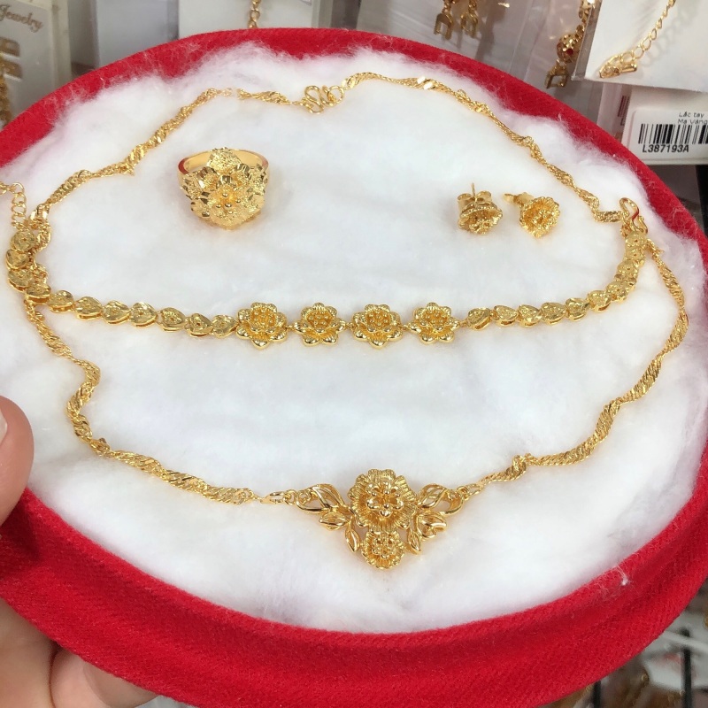 Set bộ trang sức cưới mạ vàng 24k mẫu mới về