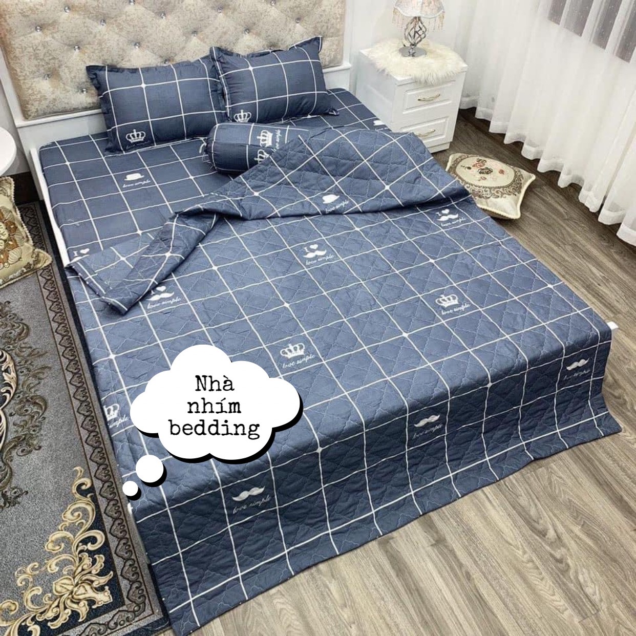 Bộ Chăn Ga Gối Hè Thu 5 Món, Chất cotton poly ( Gồm 1 Chăn Hè, 1 ga bo chun,2 vỏ gối nằm và 1 vỏ gối ôm)