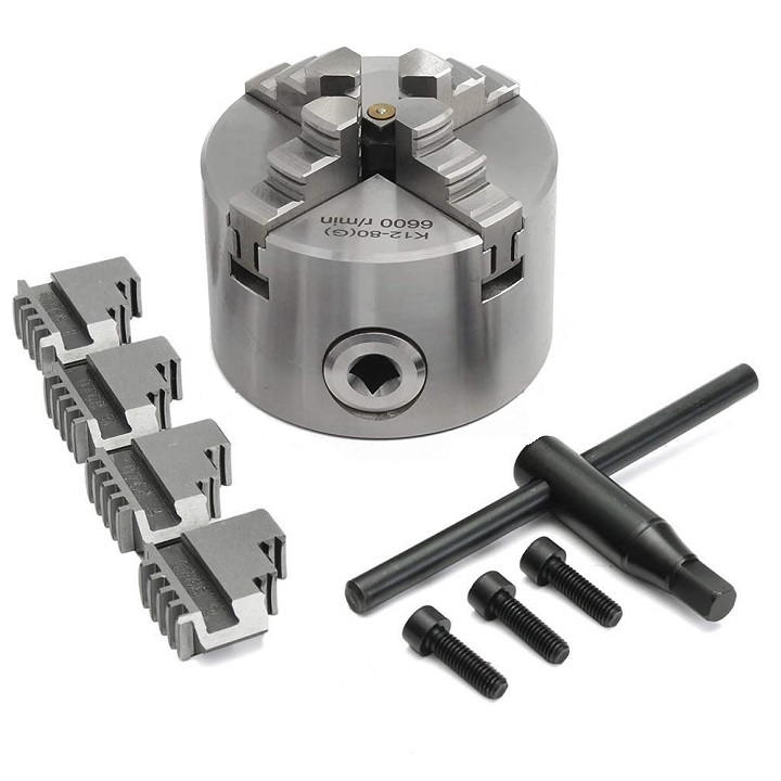 Mâm cặp 4 chấu ra vào đồng thời đường kính 80mm K12-80G mâm cặp 4 chấu tự định tâm