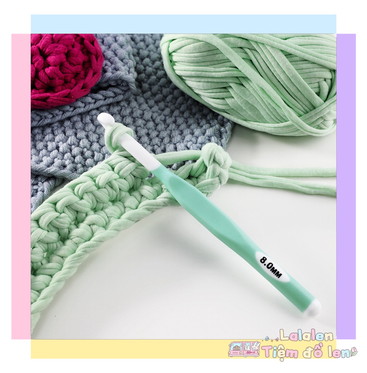 Kim Móc Len Cán Nhựa Màu Pastel (2.5-6.0mm)