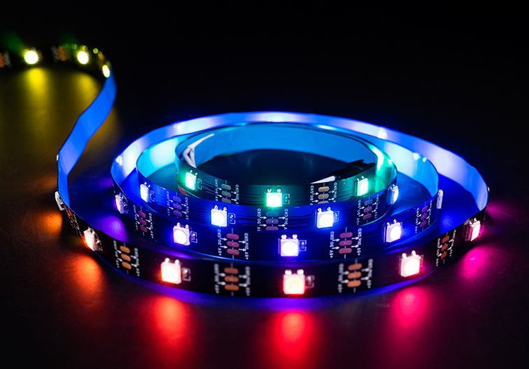 Dây Led dán WS2812B Full Color, điện áp 5VDC, 60 LED/m, có thể lập trình dải sáng theo cá nhân, điều khiển bằng app, remote...