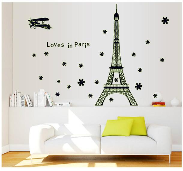 Decal trang trí tường - Tháp Love In Paris DẠ QUANG