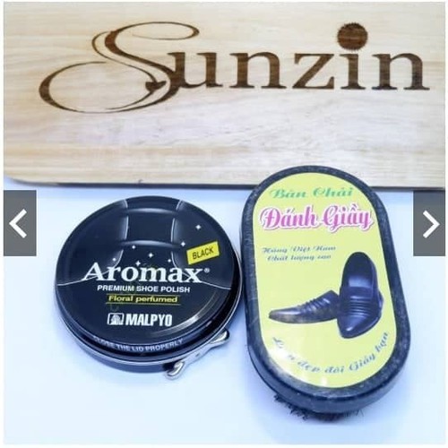 combo xi đen hàn quốc Aromax + bàn chải đánh giầy PT19