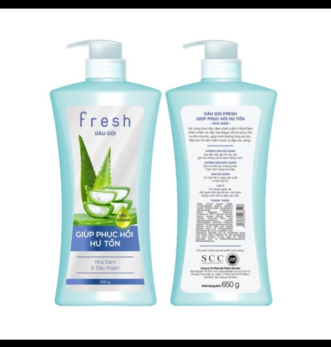 [HCM] Combo Dầu Gội Dầu Xã Fresh từ Nha Đam ( Dầu gội 650g+ Dầu xã 170g)