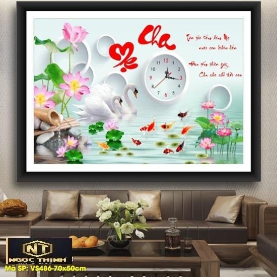Tranh Đính Đá cao cấp VS486 Cha Mẹ Kích thước: 70x50cm
