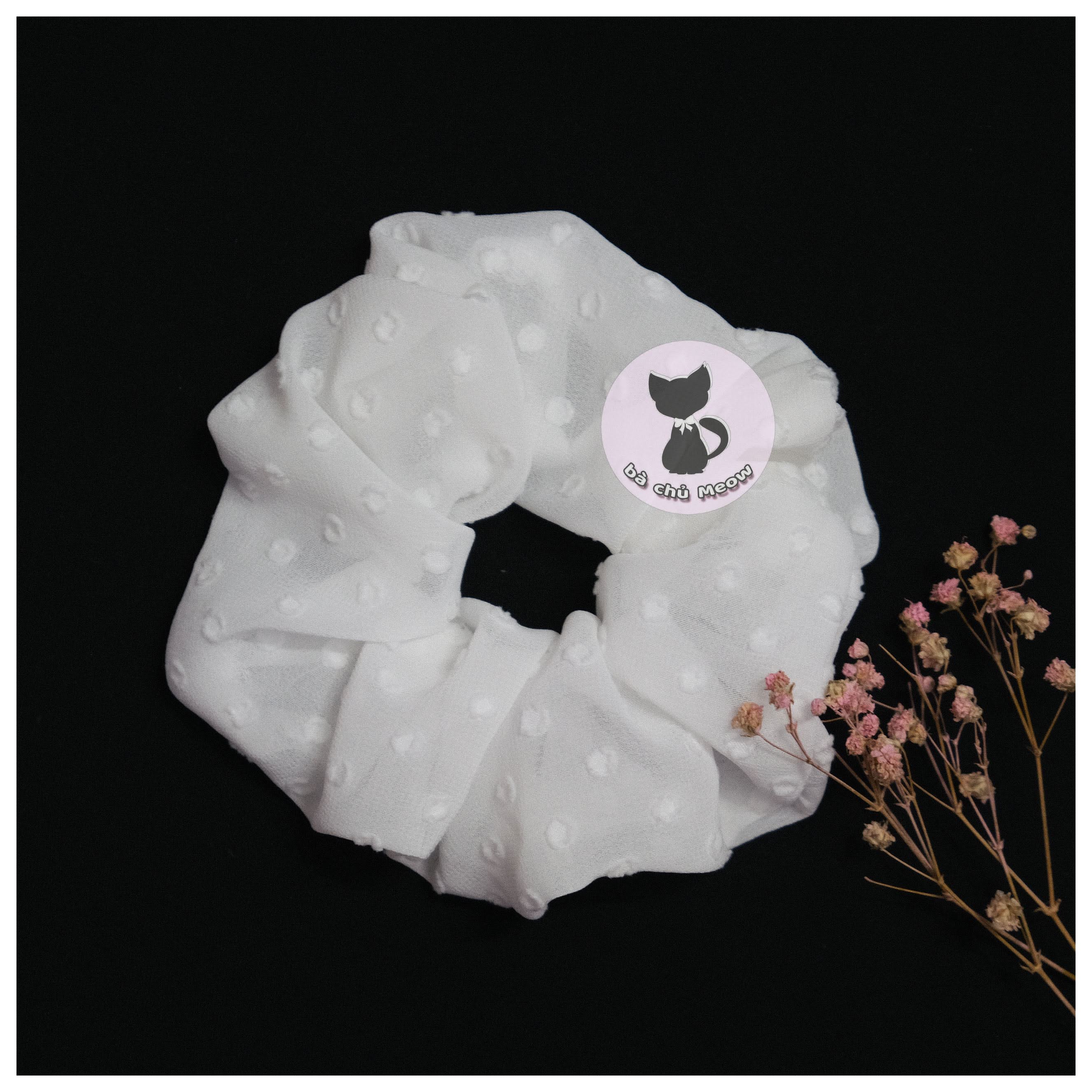 Dây cột tóc - Đồ cột tóc phong cách Vintage - Scrunchies màu trắng