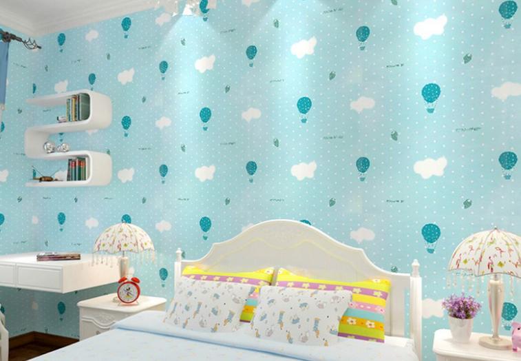 combo 5m giấy dán tường khinh khí cầu xanh 3D bao đẹp