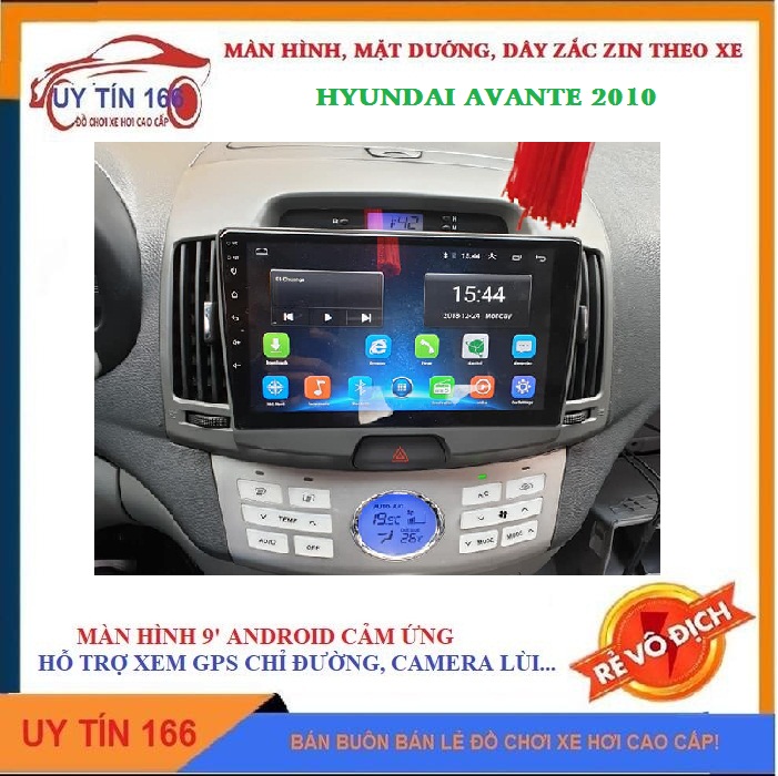 Màn hình android 10.1 lắp 9icnh cho xe HYUNDAI AVANTE 2010, màn hình kết nối wifi, dữ liệu di động từ điện thoại, với kính cực bền 2.5D, ra lệnh giọng nói, tích hợp vô lăng, chỉ đường bằng bản đồ NAVITEL, Googlemaps