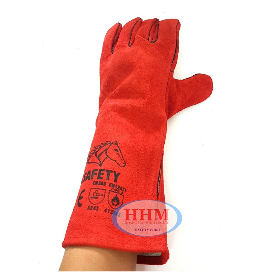 Găng tay da thợ hàn Usafety - màu đỏ