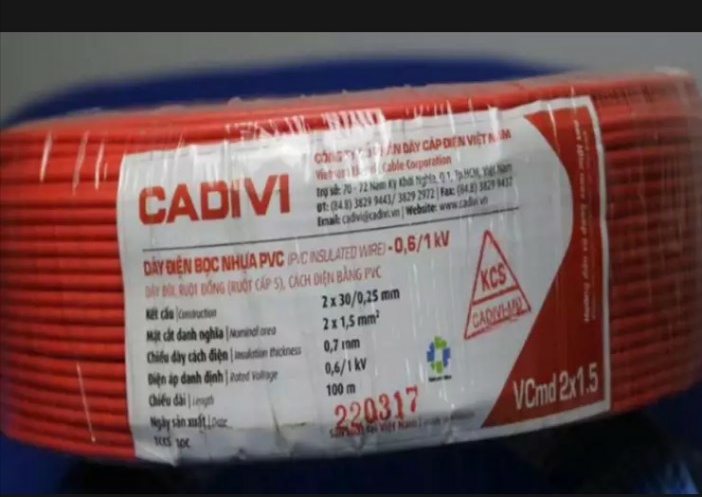 DÂY ĐIỆN ĐÔI MỀM 2x1.5 CADIVI CUỘN 100 MÉT