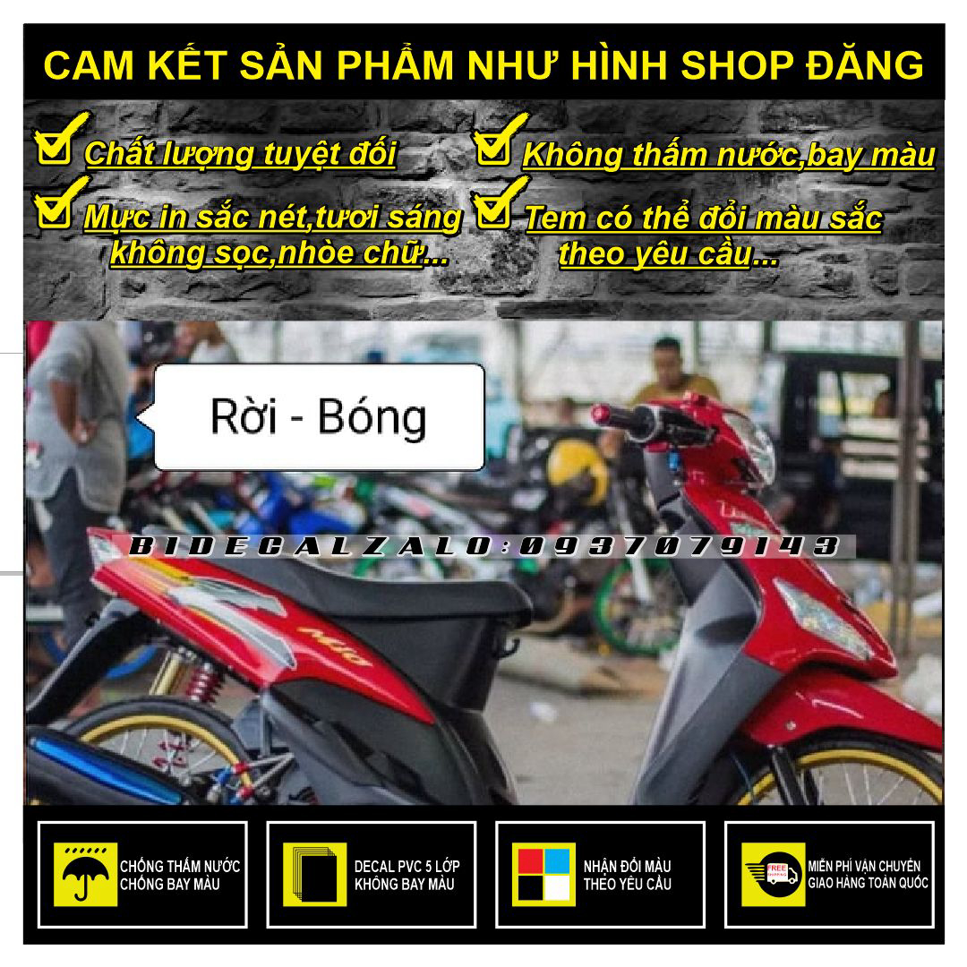 Tem rời mio z phối dán xe đỏ