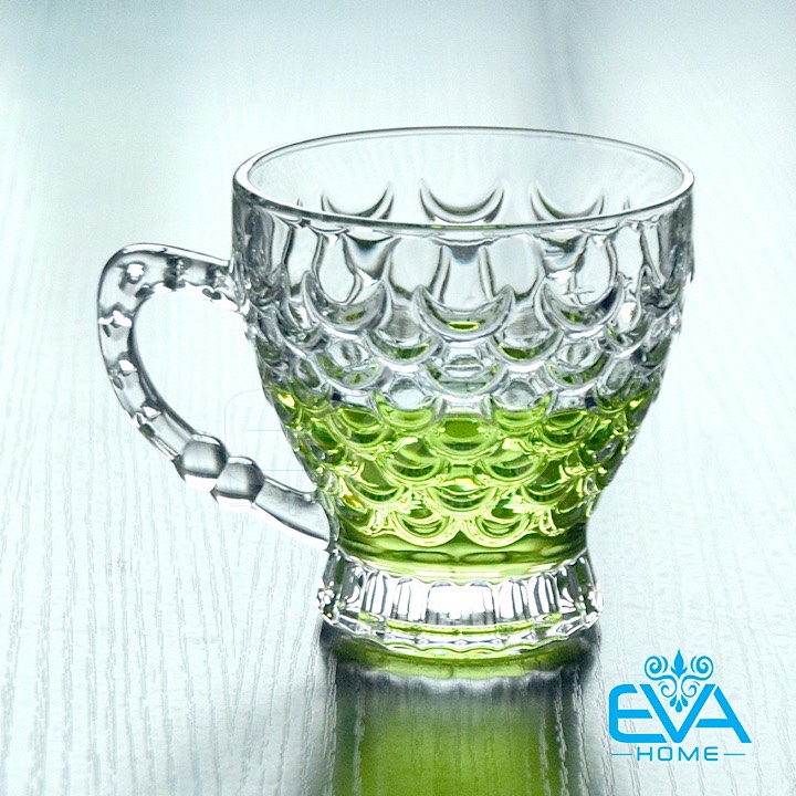 [HCM]Bộ 6 Tách Thuỷ Tinh Hoạ Tiết Vẩy Cá Fish Scale Glass Cup Sang Trọng CF029 M3339
