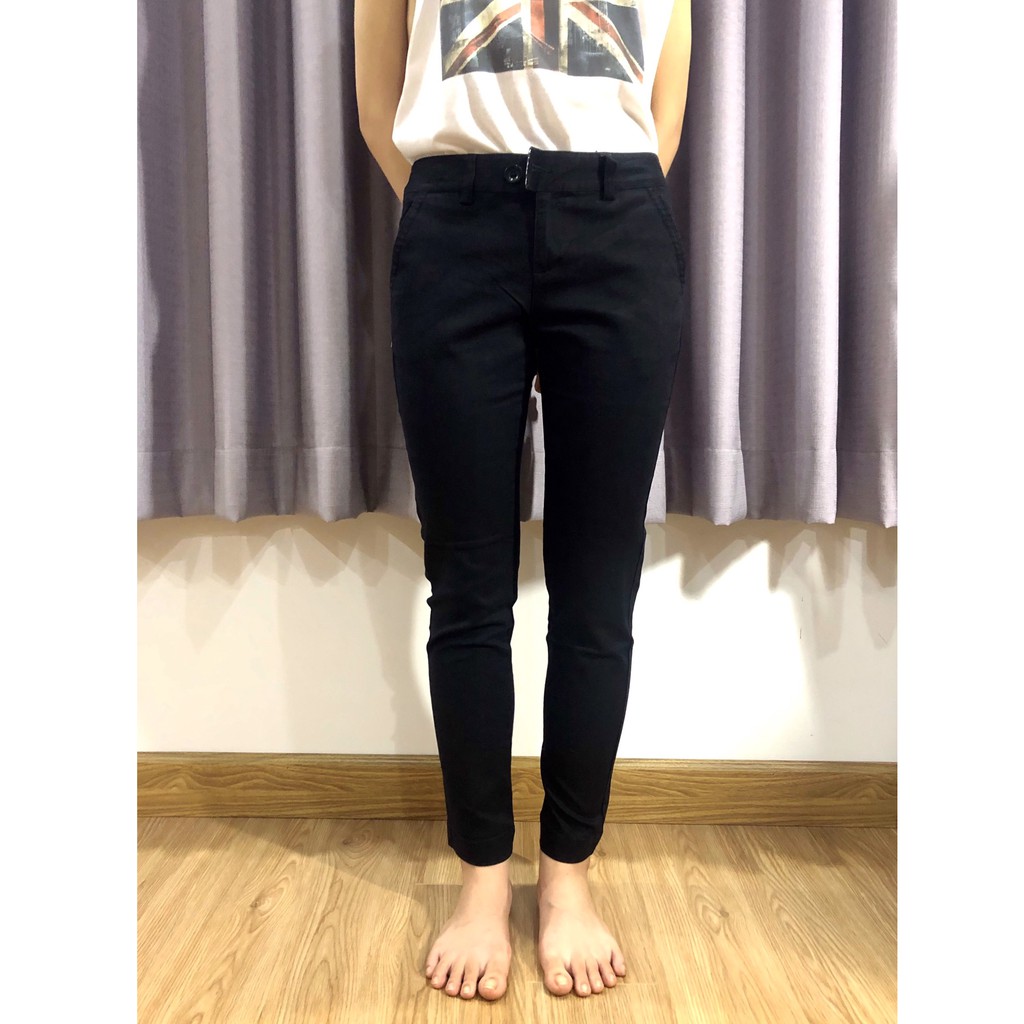 Quần Dài Kaki Thun Màu Đen / Quần Dài Nữ Trơn Basic