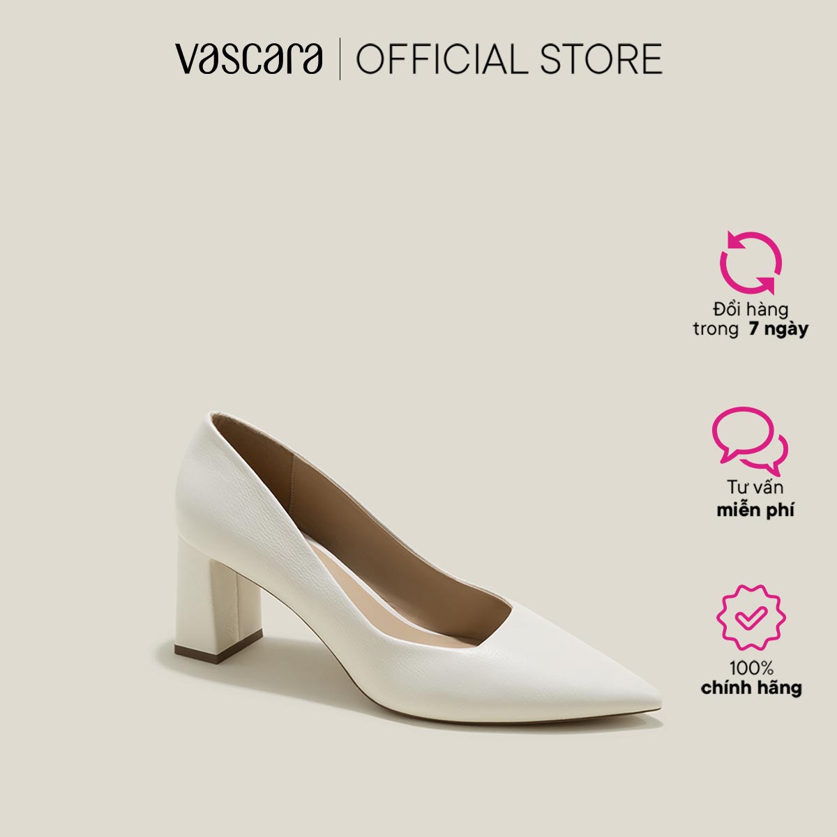 Vascara Giày Bít Mũi Nhọn Gót Trụ - BMN 0616