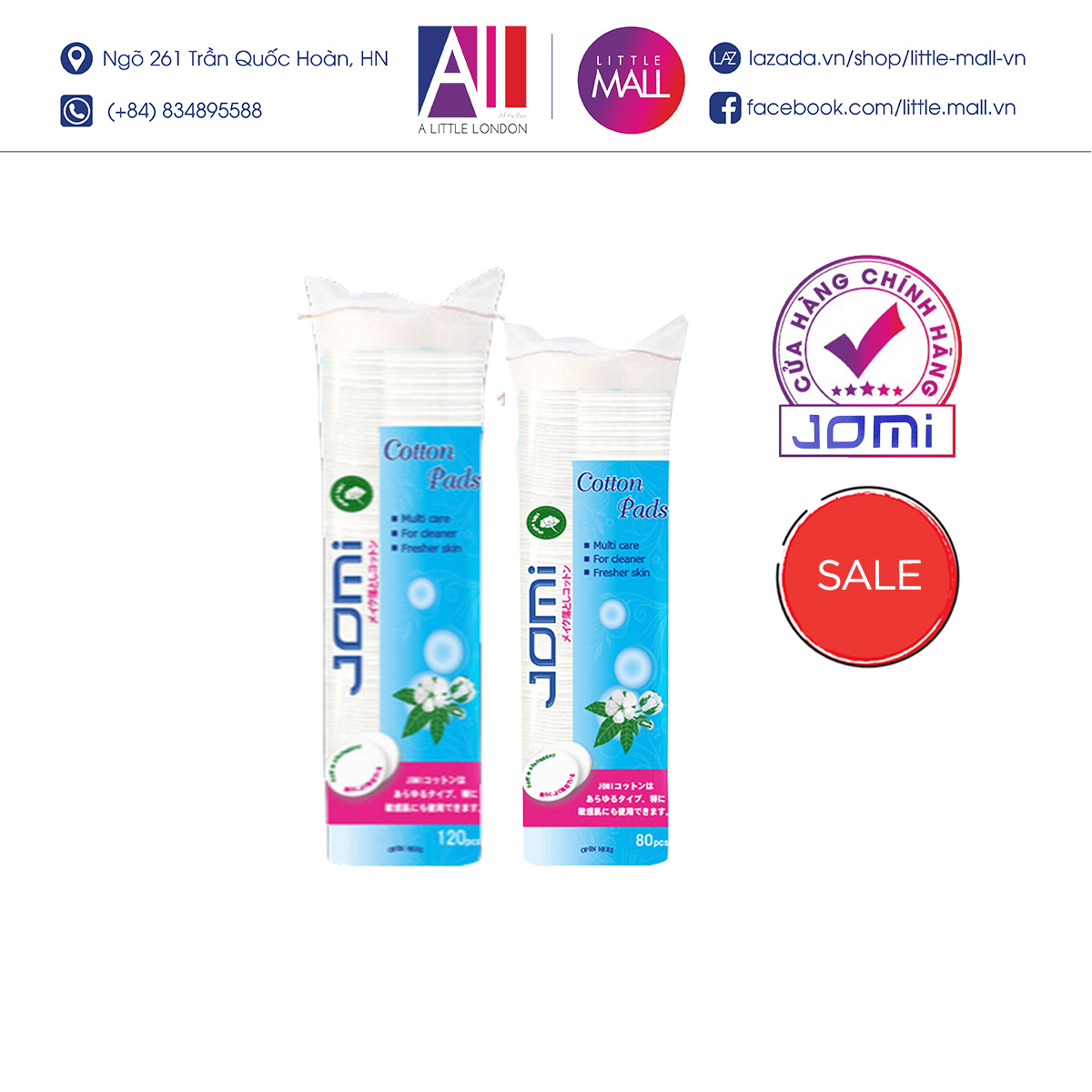 Bông tẩy trang Jomi 80/120 miếng (Nhập khẩu)