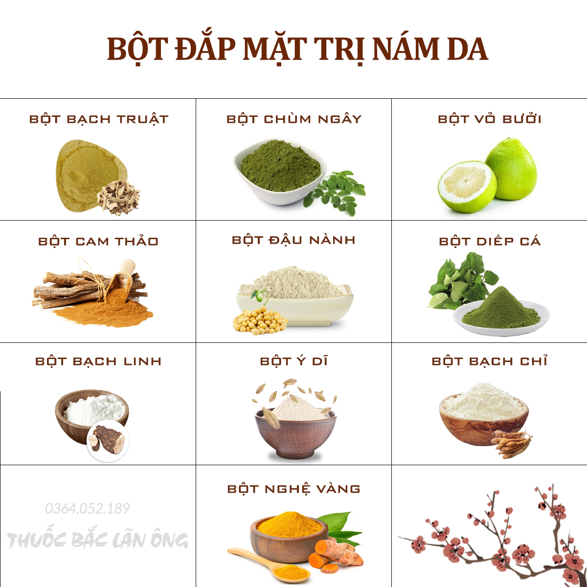 Bột dưỡng da mờ thâm (Bột hữu cơ, mask tự nhiên, giảm thâm nám, chống lão hóa, cấp ẩm)