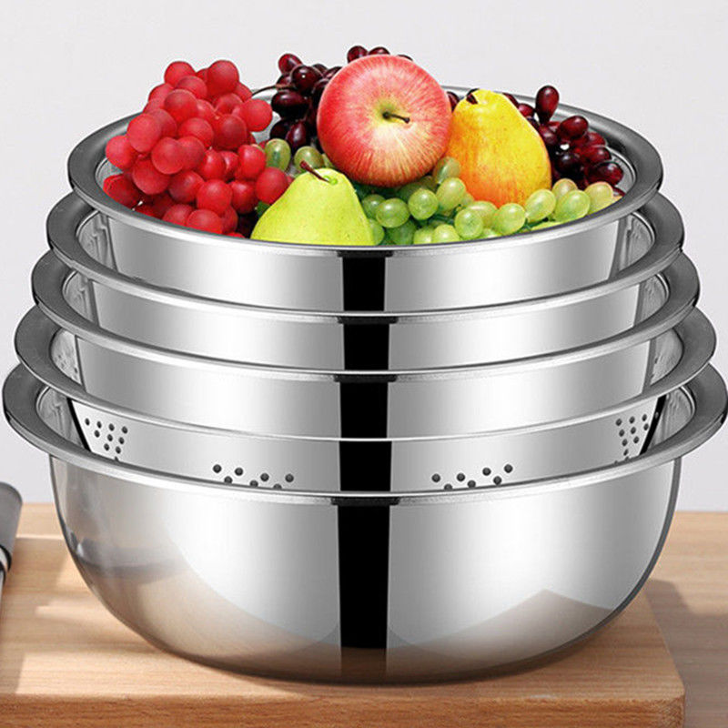 Bộ 5 rổ chậu inox cao cấp rửa rau