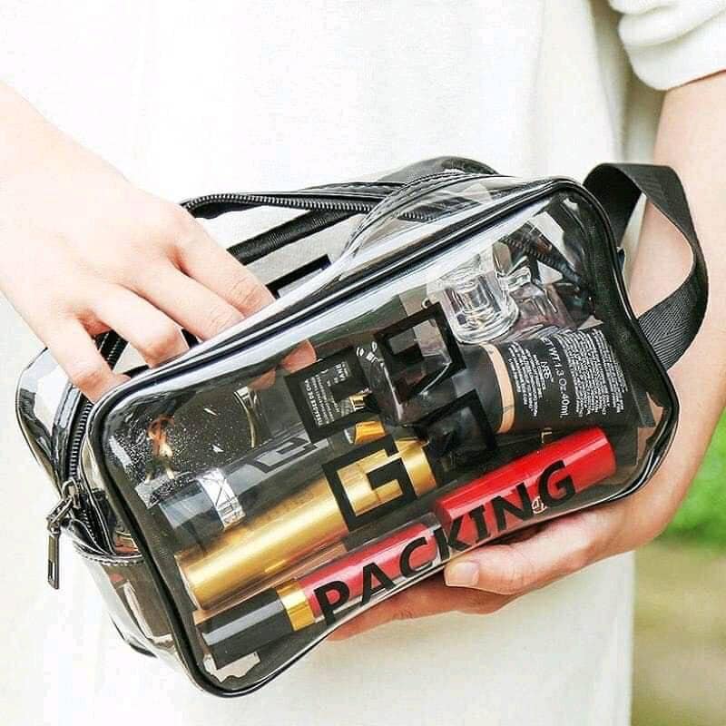 SET 3 TÚI NHỰA TRONG SUỐT CAO CẤP ĐỦ CỠ TIỆN DỤNG ĐỰNG ĐỒ MỸ PHẨM VẬT DỤNG CÁ NHÂN CHỐNG NƯỚC CHỐNG THẤM CHỐNG BÁM BẨN